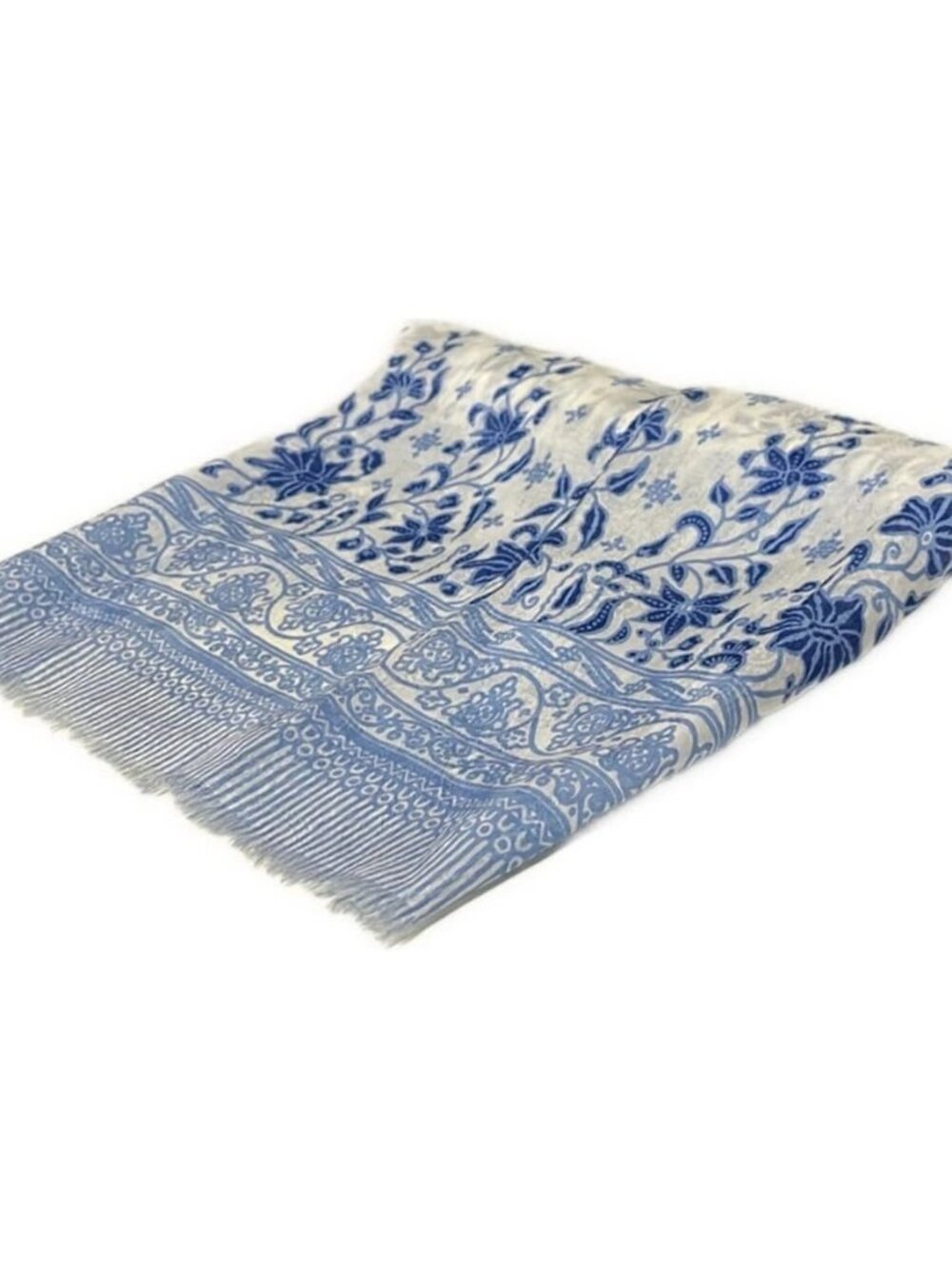 ETRO Cream Blue Silk Scarf